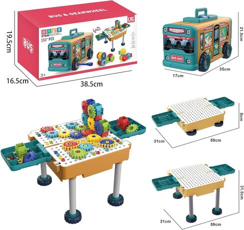 مكعبات بناء Aigitoy للأطفال الصغار 1-3، طاولة مكعبات البناء، تفكيك ألعاب السيارات مع التخزين، كتل بناء التعلم الحسي لمرحلة ما قبل المدرسة ألعاب التوحد مونتيسوري للأطفال الصغار الذين تتراوح أعمارهم بين 3-5 سنوات in Kuwait