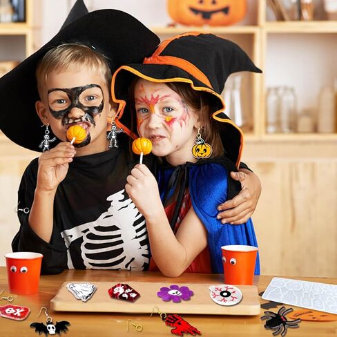 ريفاندا 82 قطعة من قوالب راتنج الهالوين مع فتحة، 10 ازواج من قوالب الايبوكسي السيليكون للهالوين مع 40 خطاف اقراط هالوين اليقطين الخفافيش العنكبوت سلسلة المفاتيح قالب الراتنج in Kuwait