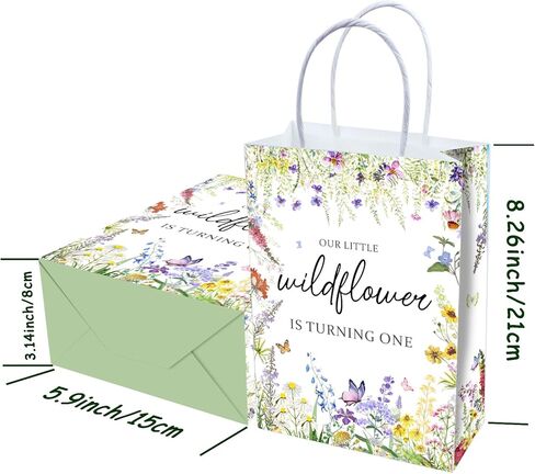 16 قطعة من حقائب هدايا حفلات عيد الميلاد الاول من الزهور البرية، هدايا عيد الميلاد الاول للفتيات والوجبات الخفيفة والحلوى مع مقابض لتزيين حفلات عيد الميلاد الاول للبنات in Kuwait