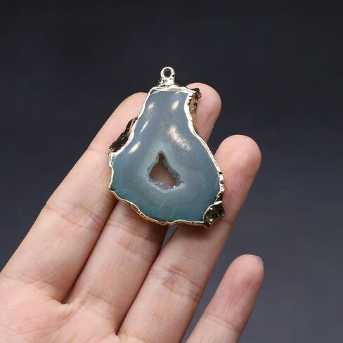 LHJ 5 Pcs Natural Stone Pendants Random Irregular Shape Healing Geode Agate Charms for Jewelry Making Necklace Gift in Saudi Arabia