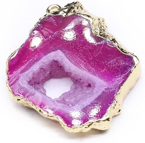 LHJ 5 Pcs Natural Stone Pendants Random Irregular Shape Healing Geode Agate Charms for Jewelry Making Necklace Gift in Saudi Arabia