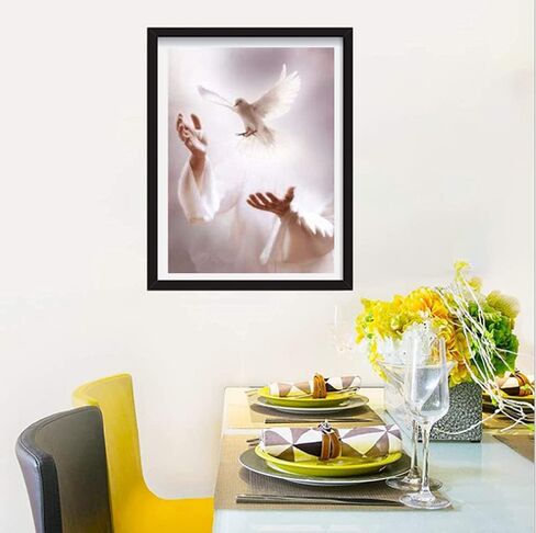 F-CANLAN Round Full Drill Diamond Painting Kit, 5D Jesus Dove Diamond Painting with Gem God Dove Diamond Dots Arts Crafts Set Adult Beginner Jesus Rhinestone Diamond Art Room Decor (12X16 inches) in Saudi Arabia