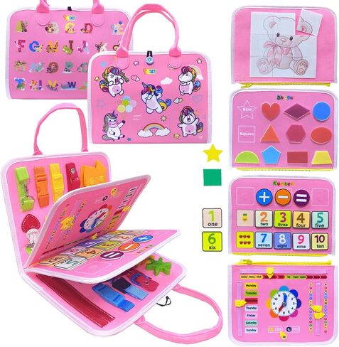 Toddler Busy Board Toys for Ages 2-4, Montessori Toys for 1 2 3 Year Old Boy and Girl, One Year Old Boy Birthday Gift, Educational Learning Busy Book Sensory Toys for Toddlers 1-3 in Kuwait