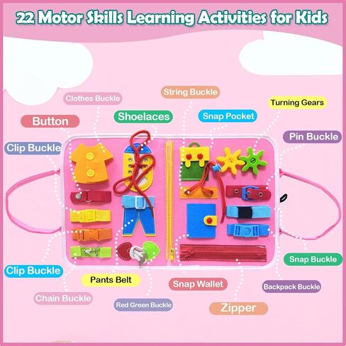 Toddler Busy Board Toys for Ages 2-4, Montessori Toys for 1 2 3 Year Old Boy and Girl, One Year Old Boy Birthday Gift, Educational Learning Busy Book Sensory Toys for Toddlers 1-3 in Kuwait