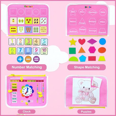 Toddler Busy Board Toys for Ages 2-4, Montessori Toys for 1 2 3 Year Old Boy and Girl, One Year Old Boy Birthday Gift, Educational Learning Busy Book Sensory Toys for Toddlers 1-3 in Kuwait