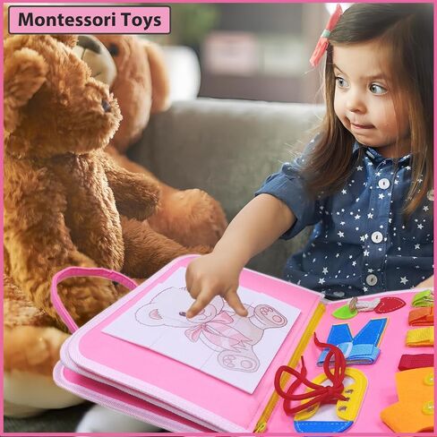 Toddler Busy Board Toys for Ages 2-4, Montessori Toys for 1 2 3 Year Old Boy and Girl, One Year Old Boy Birthday Gift, Educational Learning Busy Book Sensory Toys for Toddlers 1-3 in Kuwait