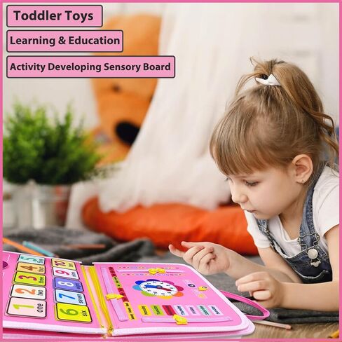 Toddler Busy Board Toys for Ages 2-4, Montessori Toys for 1 2 3 Year Old Boy and Girl, One Year Old Boy Birthday Gift, Educational Learning Busy Book Sensory Toys for Toddlers 1-3 in Kuwait