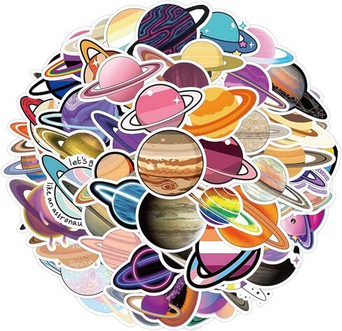 ملصقات Cobee Universe Planets، 50 قطعة من ملصقات الفينيل للكواكب الفضائية الكرتونية للأطفال المراهقين مقاومة للماء ملصقات فينيل علم الفلك العتيق ملصقات النظام الشمسي لزجاجات المياه والكمبيوتر المحمول والجيتار ولوح التزلج in Kuwait
