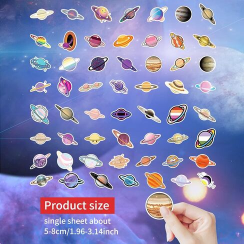 ملصقات Cobee Universe Planets، 50 قطعة من ملصقات الفينيل للكواكب الفضائية الكرتونية للأطفال المراهقين مقاومة للماء ملصقات فينيل علم الفلك العتيق ملصقات النظام الشمسي لزجاجات المياه والكمبيوتر المحمول والجيتار ولوح التزلج in Kuwait