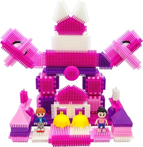 PicassoTiles PTB106 106pcs Hedgehog Lock Building Blocks Tiles Pink Castle Theme Set w/Human Figures Learning Playset STEM Toy Set Educational Kit Child Brain Development Preschool Kindergarten Toy in Kuwait
