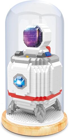 littco اللبنات الصغيرة نموذج رائد الفضاء مع ألعاب البناء كتل صغيرة DIY الطوب لعب مجموعات بناء للبالغين أو المراهقين الهدايا، وشملت قبة مقاومة للغبار (مع أضواء + سفينة الفضاء) in Kuwait