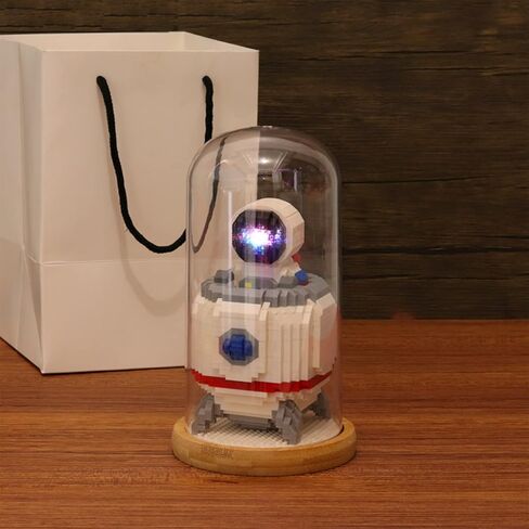 littco اللبنات الصغيرة نموذج رائد الفضاء مع ألعاب البناء كتل صغيرة DIY الطوب لعب مجموعات بناء للبالغين أو المراهقين الهدايا، وشملت قبة مقاومة للغبار (مع أضواء + سفينة الفضاء) in Kuwait