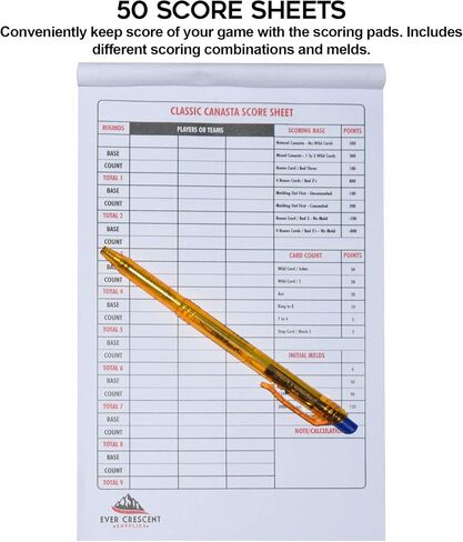 Ever Crescent Supplies Canasta Cards with Point Values, Tray and Score Pads Set. Includes 2 Deck of Cards, Revolving Holder, and 50 Scoring Sheets. in Saudi Arabia