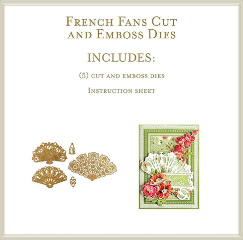 انا جريفين قوالب تقطيع ونقش على شكل مروحة فرنسية - قوالب معدنية مقطوعة ومنبثقة لتزيين البطاقات والحرف الورقية والمشاريع الورقية - قصاصات قصاصات مع ورقة افكار ومجموعة قوالب من 5 قطع in Kuwait