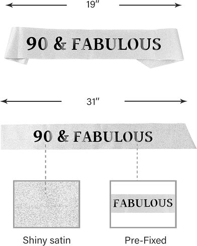 مجموعة وشاح وتاج عيد الميلاد التسعين للنساء - وشاح لامع رائع مع الزهور وأحجار الراين - تاج معدني - هدية مثالية لعيد الميلاد التسعين لها، ملكة الحفلة! in Kuwait
