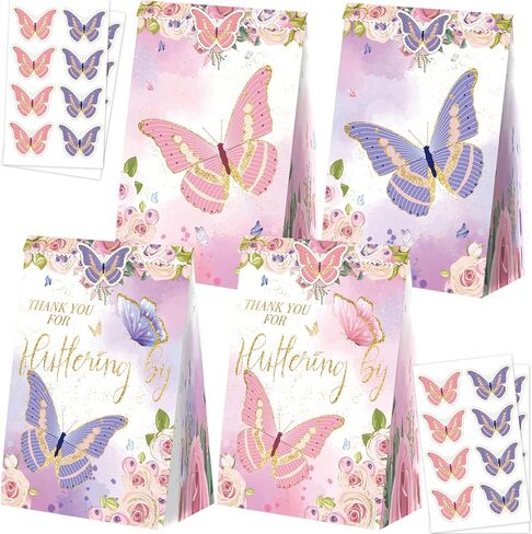 24 قطعة من اكياس الهدايا على شكل فراشة لمستلزمات حفلات اعياد الميلاد والحلوى، اكياس فراشة لتزيين حفلات اعياد الميلاد وهدايا الحفلات بطابع الفراشات in Kuwait