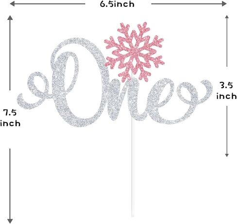 زينة كعكة واحدة لامعة وردية على شكل ندفة الثلج، ندفة الثلج الصغيرة في الطريق/أرض الشتاء الخاصة بنا، لوازم تزيين حفلات عيد الميلاد الأول للطفل الشتوي in Kuwait