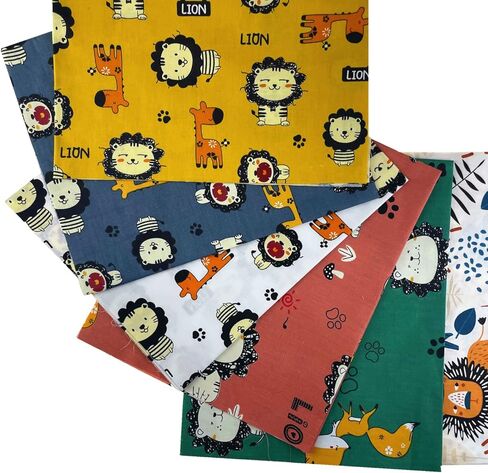 حزم قماش بتصميم اسد فات ارباع للخياطة للاطفال الرضع والاولاد، قماش بنمط حيوانات لطيفة للاطفال مقاس 18 انش × 22 انش (6 قطع) اس زد ار يو اي زد اف زد in Kuwait