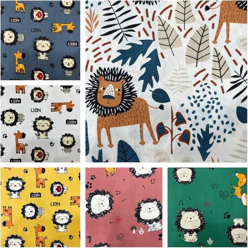 حزم قماش بتصميم اسد فات ارباع للخياطة للاطفال الرضع والاولاد، قماش بنمط حيوانات لطيفة للاطفال مقاس 18 انش × 22 انش (6 قطع) اس زد ار يو اي زد اف زد in Kuwait