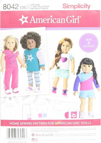 Simplicity 8042 American Girl Casual Doll Clothes Sewing Patterns for 18" Dolls in Saudi Arabia