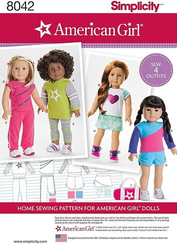 Simplicity 8042 American Girl Casual Doll Clothes Sewing Patterns for 18" Dolls in Saudi Arabia