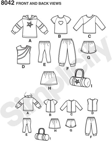 Simplicity 8042 American Girl Casual Doll Clothes Sewing Patterns for 18" Dolls in Saudi Arabia