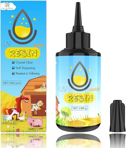 UV Resin - 100g Upgrade Hard Type Glue Transparent Ultraviolet Curing Resin for Jewelry Craft Decoration Making - Crystal Clear Solar Cure Sunlight Activated Resin for Resin Mold, Casting and Coating in Kuwait