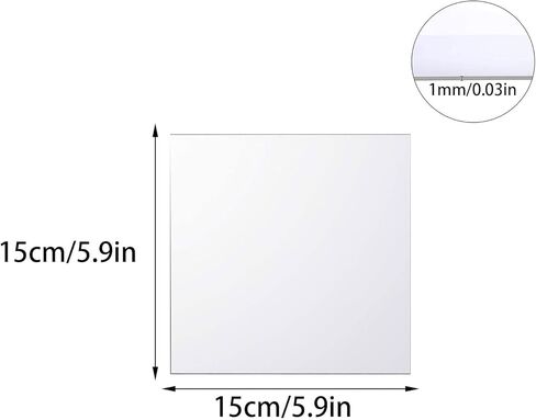 ZWIN 10PCS Square Mirror Tiles, 6x6 inches Acrylic Small Tiny Mirror Self Adhesive, Flexible Mirror Sheets Self Adhesive for DIY Crafts Art Projects Supplies Home Decoration in Kuwait