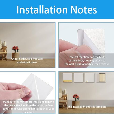 ZWIN 10PCS Square Mirror Tiles, 6x6 inches Acrylic Small Tiny Mirror Self Adhesive, Flexible Mirror Sheets Self Adhesive for DIY Crafts Art Projects Supplies Home Decoration in Kuwait