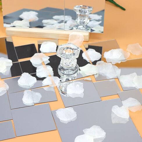 ZWIN 10PCS Square Mirror Tiles, 6x6 inches Acrylic Small Tiny Mirror Self Adhesive, Flexible Mirror Sheets Self Adhesive for DIY Crafts Art Projects Supplies Home Decoration in Kuwait