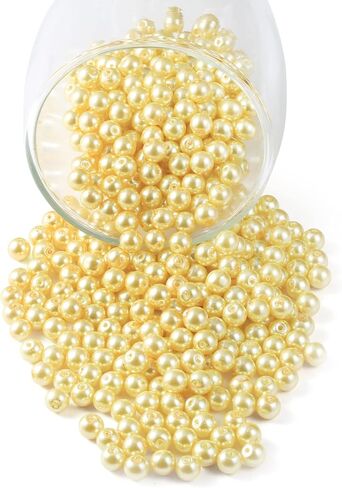YouLuo 200Pcs Glass Pearl Beads Assorted Colors Loose Spacer Round Czech Tiny Satin Luster Handcrafted Beading Assortments for DIY Necklaces Bracelets Beads for Jewelry Making (Royal Blue, 6mm) in Saudi Arabia