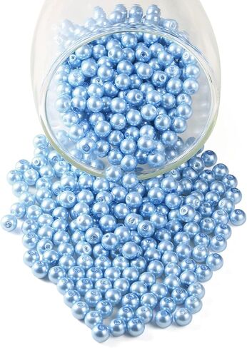 YouLuo 200Pcs Glass Pearl Beads Assorted Colors Loose Spacer Round Czech Tiny Satin Luster Handcrafted Beading Assortments for DIY Necklaces Bracelets Beads for Jewelry Making (Royal Blue, 6mm) in Saudi Arabia