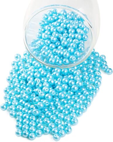 YouLuo 200Pcs Glass Pearl Beads Assorted Colors Loose Spacer Round Czech Tiny Satin Luster Handcrafted Beading Assortments for DIY Necklaces Bracelets Beads for Jewelry Making (Royal Blue, 6mm) in Saudi Arabia