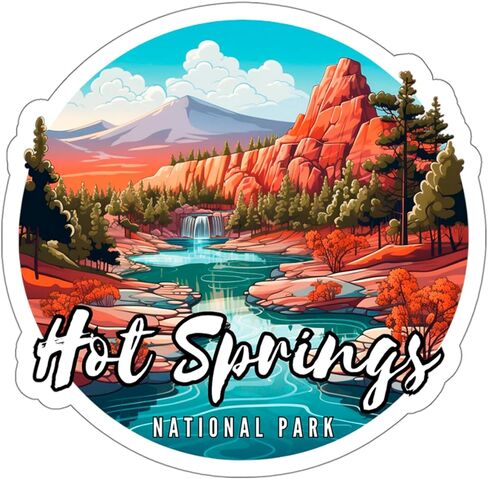 Hot Springs National Park Sticker Vinyl Decal for Water Bottle Laptop Notebook Tumbler Skateboard Computer Phone Size - 4"×4" Funny Gift Graphic Decorative Wall in Saudi Arabia