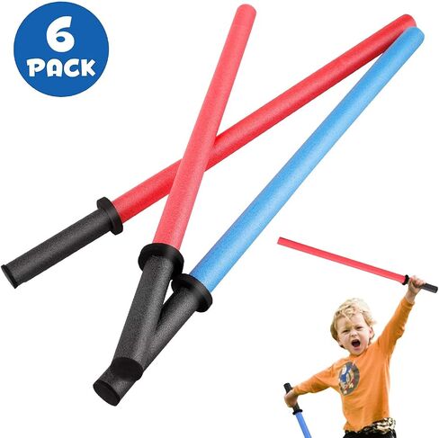 6 PCS Pool Noodles Foam Light Saber Toy Swords - Kids Bulk Party Favors - Ideal for Pools, Backyard, Summer Outdoors Play (29-Inches) in Saudi Arabia