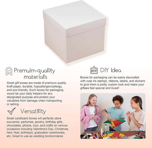 WonderPack Paper Small Business Packaging Supplies - White Paper Cardboard Boxes - White Gift Box 5.9х5.9x5.1 Inches 12 Pack in Kuwait