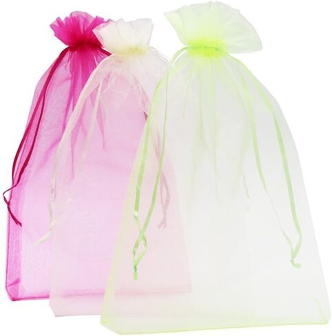 SumDirect Big Organza Gift Bags - 100Pcs 8x12 Inches Big Mesh Bags, Christmas Organza Gift Party Favor Bags with Drawstring in Saudi Arabia