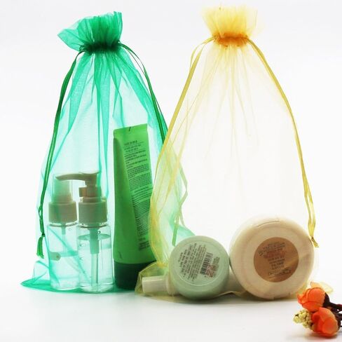 SumDirect Big Organza Gift Bags - 100Pcs 8x12 Inches Big Mesh Bags, Christmas Organza Gift Party Favor Bags with Drawstring in Saudi Arabia