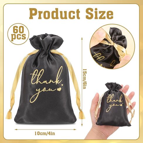 بينج شاومي 60 قطعة من حقائب هدايا الساتان مقاس 6 × 4 انش، حقائب شكر صغيرة، حقائب هدايا مخصصة لحفلات الكبار وحفلات الزفاف وحفلات استقبال المولود واعياد الميلاد in Kuwait