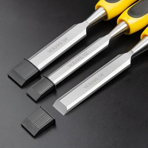 مجموعات أزميل الخشب، مجموعة أزاميل خشبية من NOEAIKE مكونة من 6 قطع للأعمال الخشبية، وأدوات النجارة، شفرة حافة مشطوفة من الفولاذ CR-V، مجموعة إزميل لنحت الخشب/نقر مع مقبض تأثير، حجم الإزميل 1/4 بوصة، 3/8 بوصة، 1/2 بوصة، 5/8"، 3/4"، 1" in Kuwait