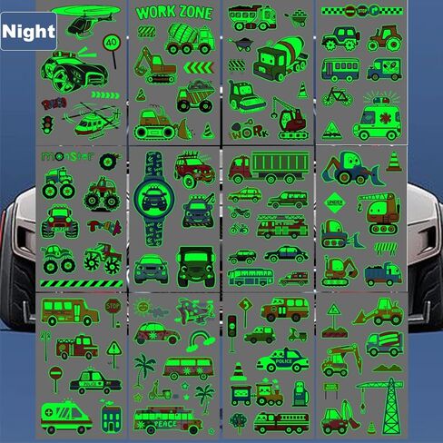 وشوم السيارات والشاحنات المضيئة للأولاد من شركة أوبسيون - 12 ورقة تتوهج في الظلام السيارات مستلزمات تزيين شاحنات للسيارات الصغيرة للأطفال الأولاد in Kuwait