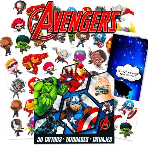 Marvel Avengers Tattoos Party Favors Pack Bundle -- Assorted Avengers Temporary Tattoos and Door Hanger (Party Supplies) in Kuwait