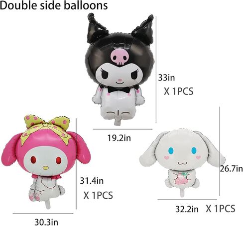 4pcs Birthday Decorations, include 1 Pcs Birthday Banner, 3 Pcs Cartoon Party Aluminum Film Balloons for theme Birthday Party Supplies Decorations in Kuwait