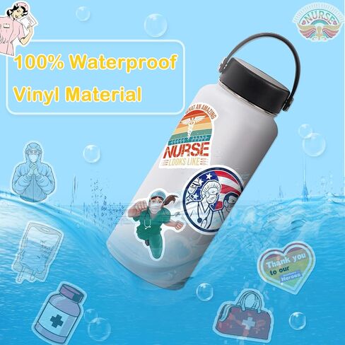 فيتيري 100 قطعة من ملصقات يوم الممرضات الدولي، ملصقات لطيفة من الفينيل لزجاجة المياه والكمبيوتر وسجل القصاصات والممرضات in Kuwait