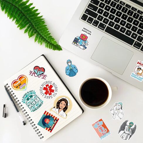 فيتيري 100 قطعة من ملصقات يوم الممرضات الدولي، ملصقات لطيفة من الفينيل لزجاجة المياه والكمبيوتر وسجل القصاصات والممرضات in Kuwait