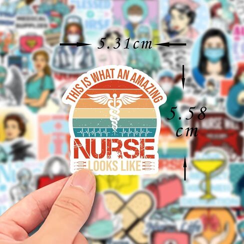 فيتيري 100 قطعة من ملصقات يوم الممرضات الدولي، ملصقات لطيفة من الفينيل لزجاجة المياه والكمبيوتر وسجل القصاصات والممرضات in Kuwait