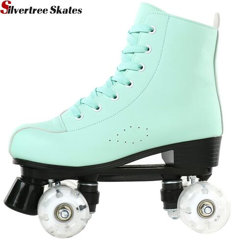 Silvertree Women's Roller Skates PU Leather High-top Roller Skates Four-Wheel Roller Skates Shiny Roller Skates with Carry Bag for Girls in Saudi Arabia