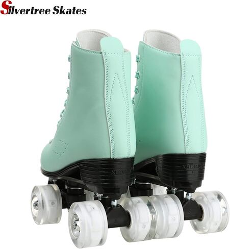 Silvertree Women's Roller Skates PU Leather High-top Roller Skates Four-Wheel Roller Skates Shiny Roller Skates with Carry Bag for Girls in Saudi Arabia