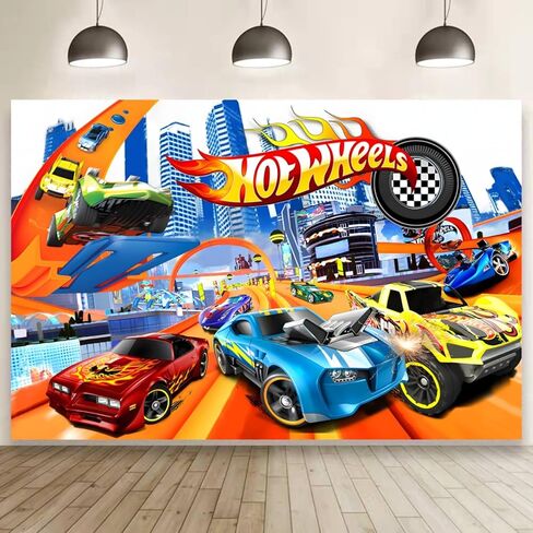 زينة عيد ميلاد من هوت كارز، خلفية لافتة عيد ميلاد سعيد بتصميم سيارات ساخنة لمستلزمات حفلات اعياد الميلاد (5 × 3 قدم) in Kuwait