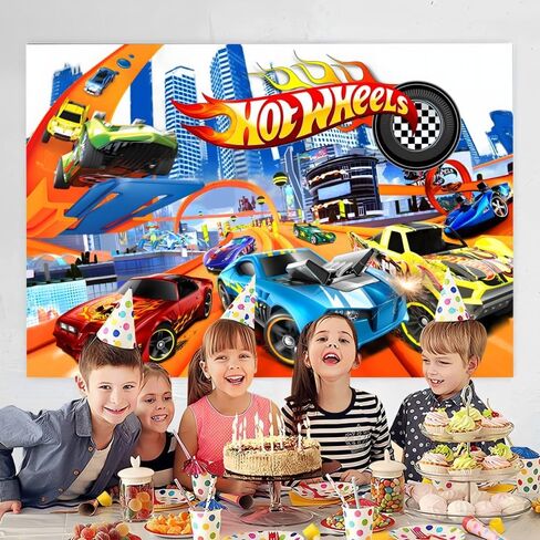 زينة عيد ميلاد من هوت كارز، خلفية لافتة عيد ميلاد سعيد بتصميم سيارات ساخنة لمستلزمات حفلات اعياد الميلاد (5 × 3 قدم) in Kuwait